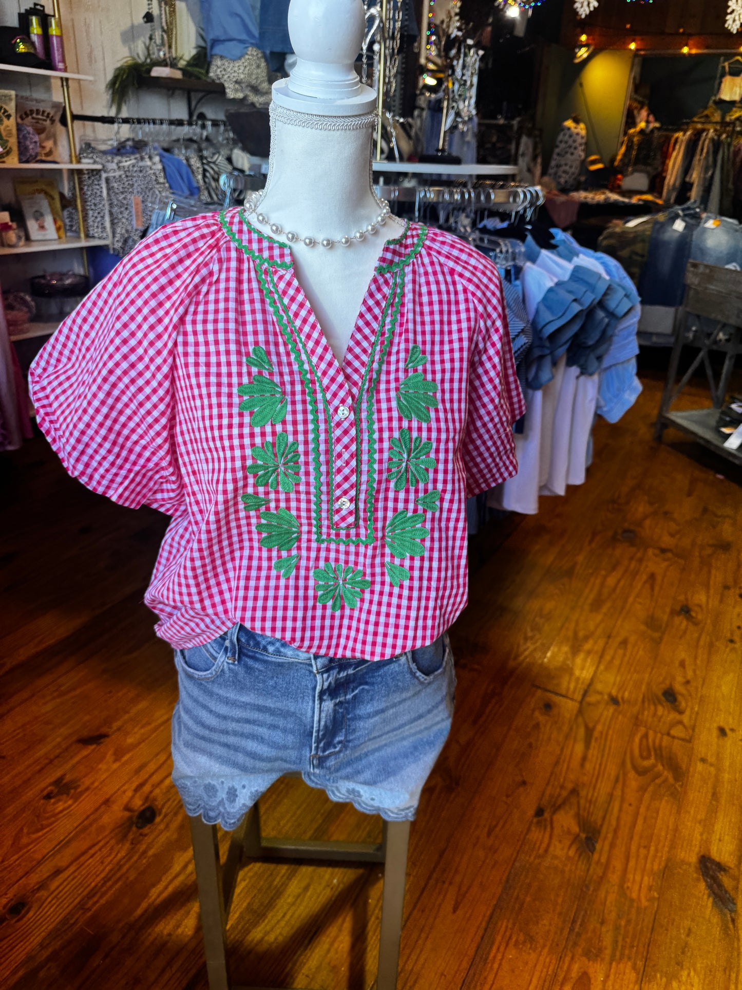 Pink Green gingham