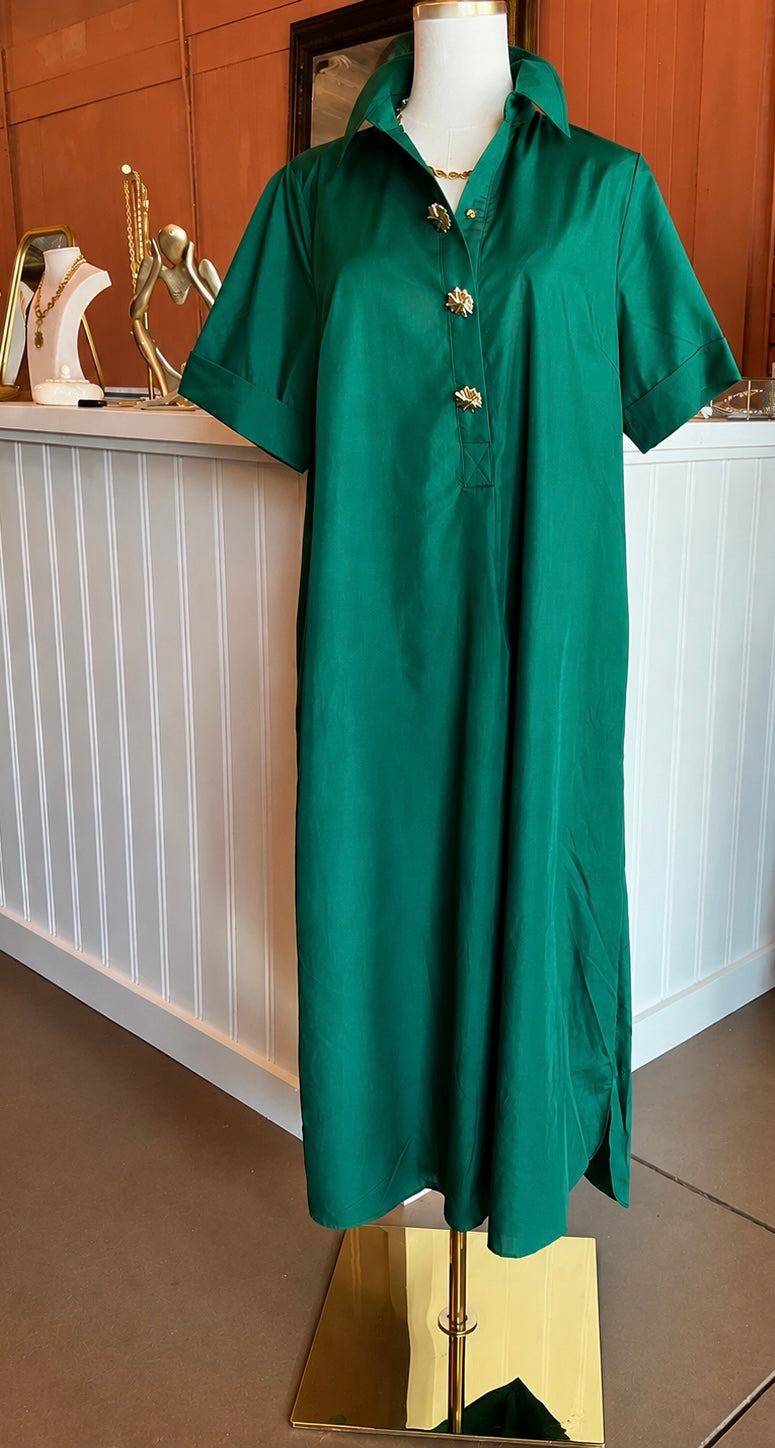 The Emerald Elegance Midi Dress