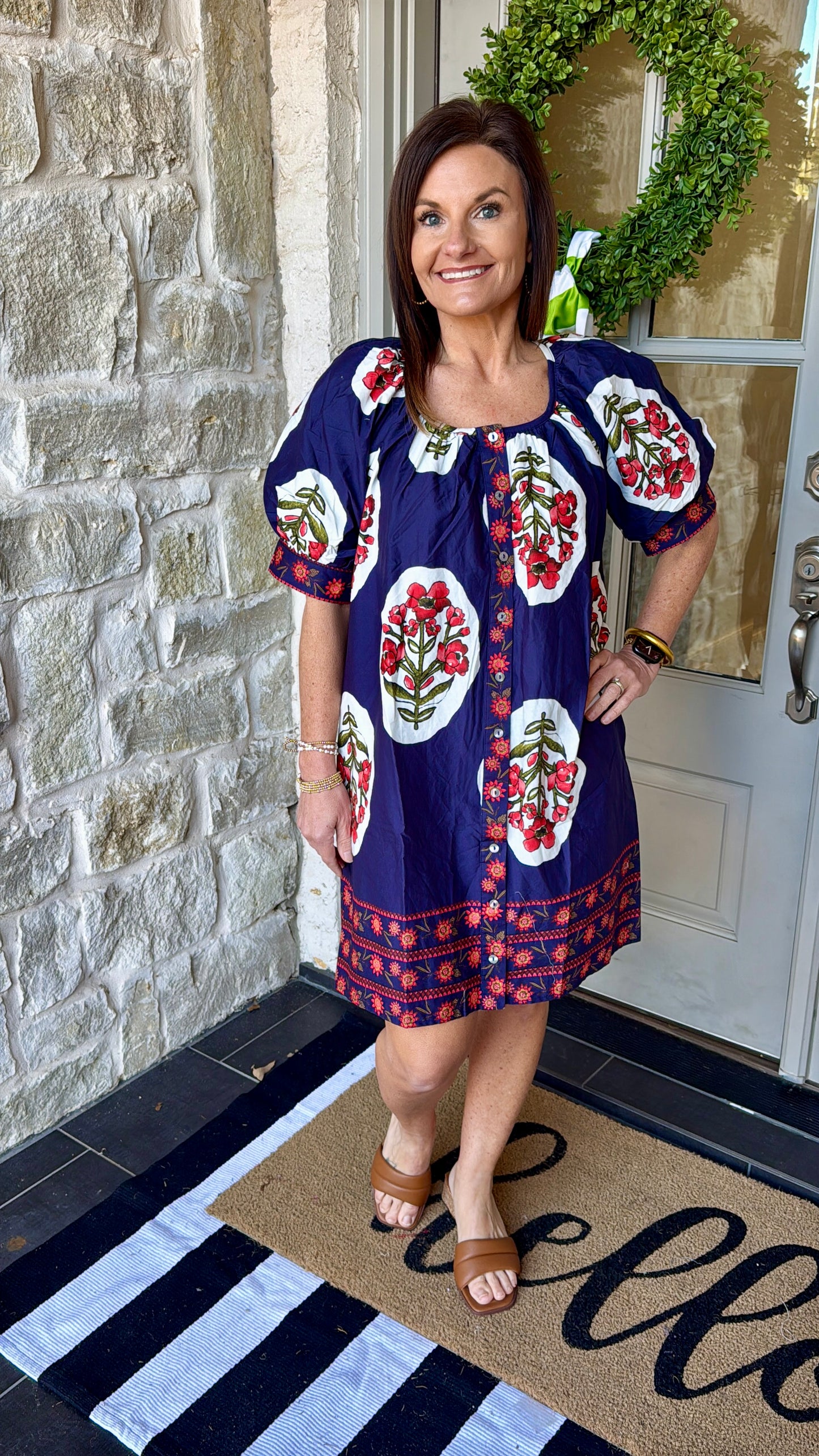 Boho Blossom Dress - navy blue