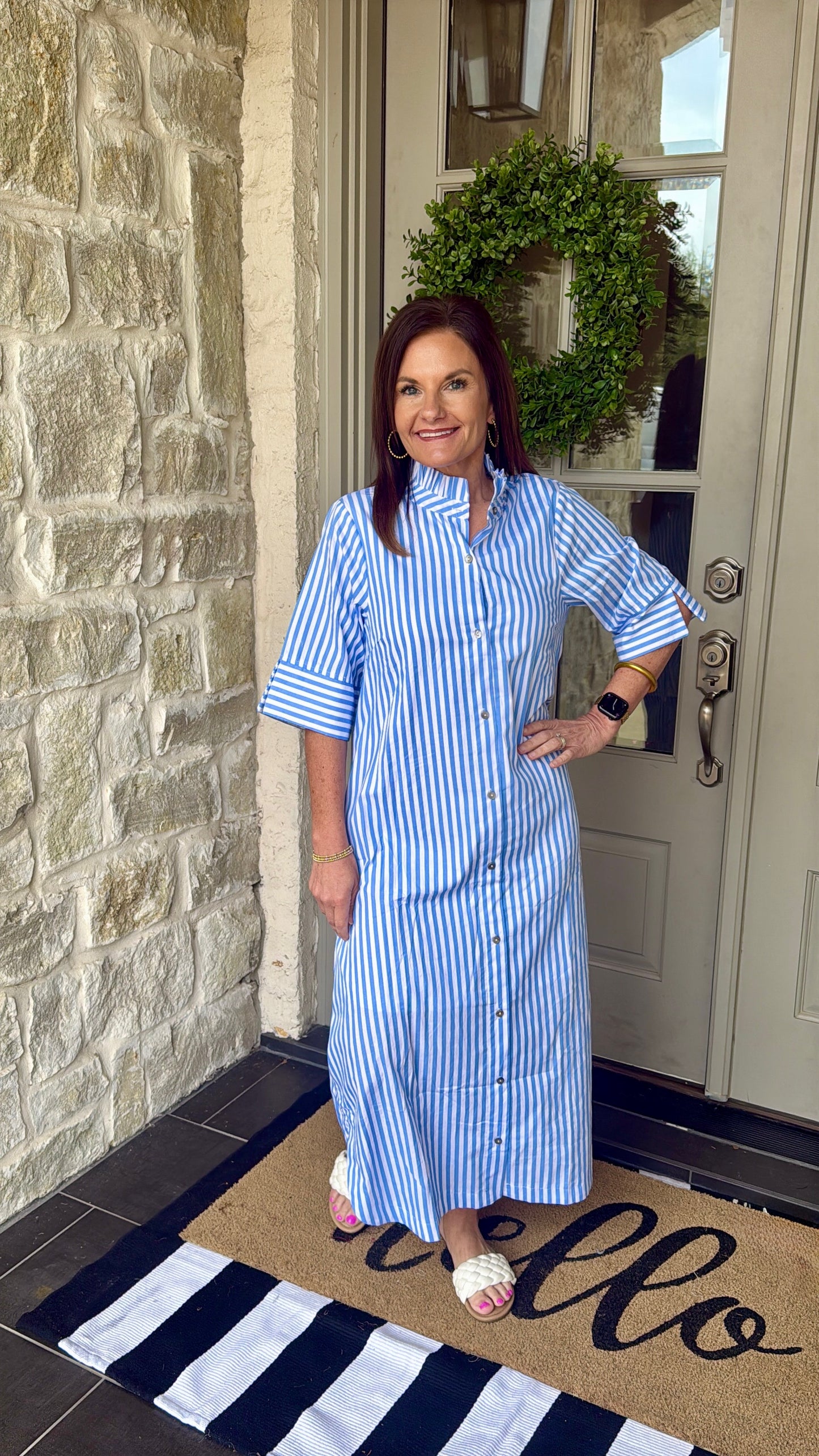 Blue button down