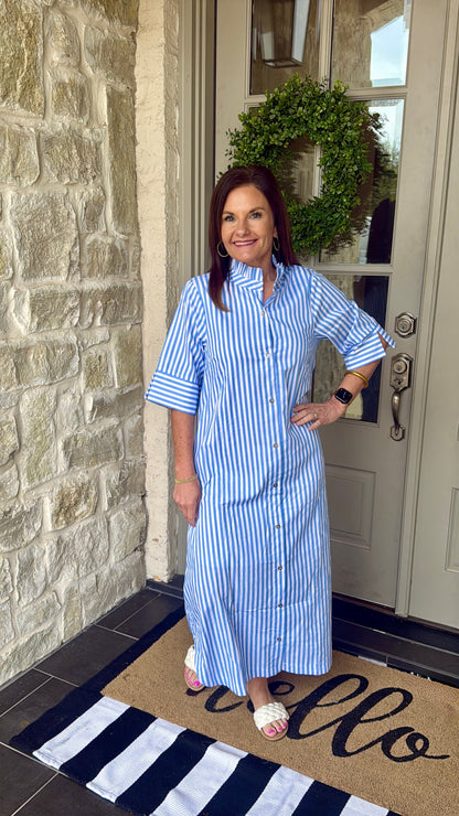 Blue button down