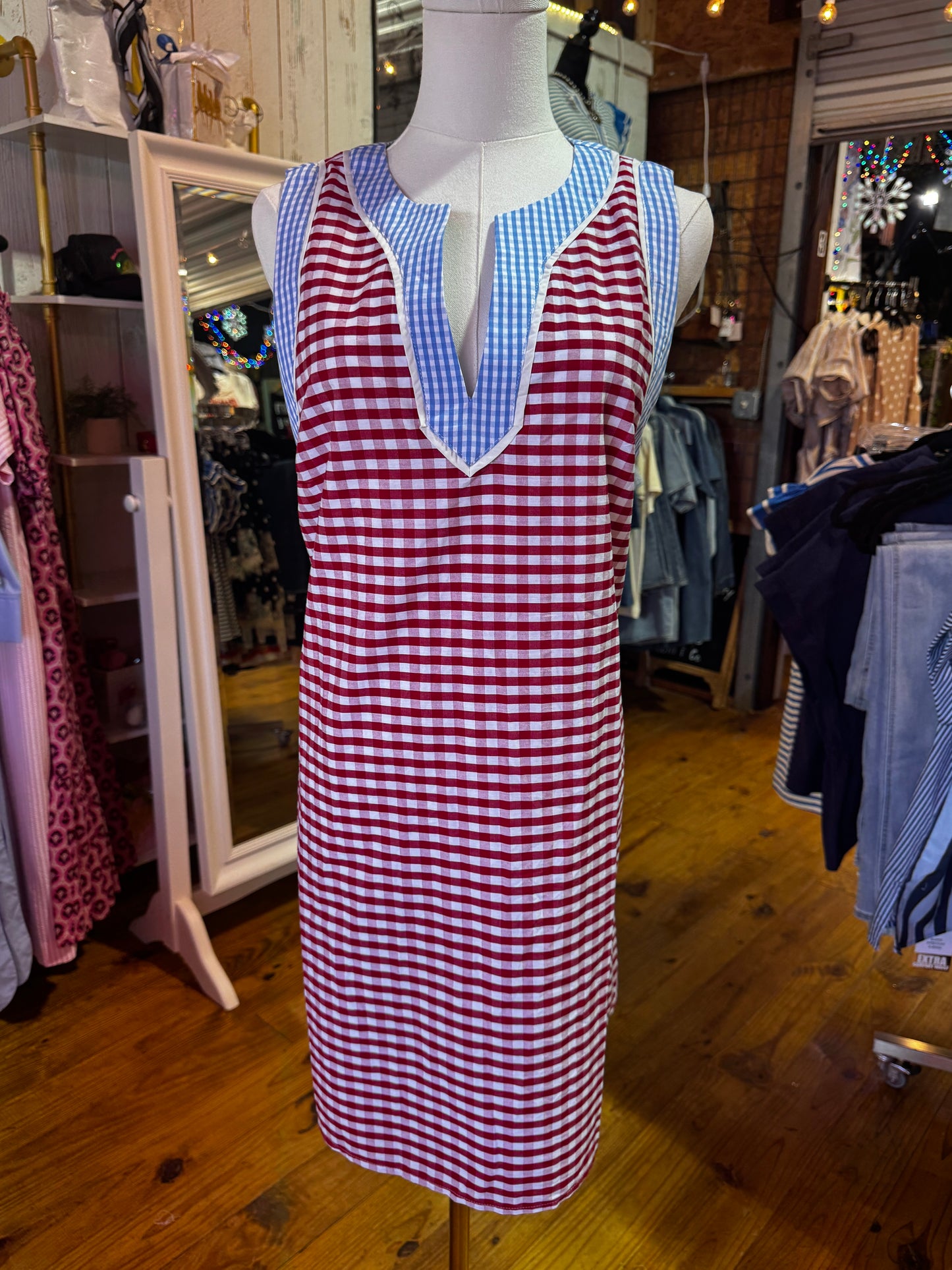 Stars & Stripes Gingham Shift Dress