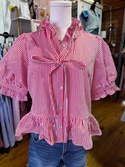Patriotic Stripe Peplum Blouse