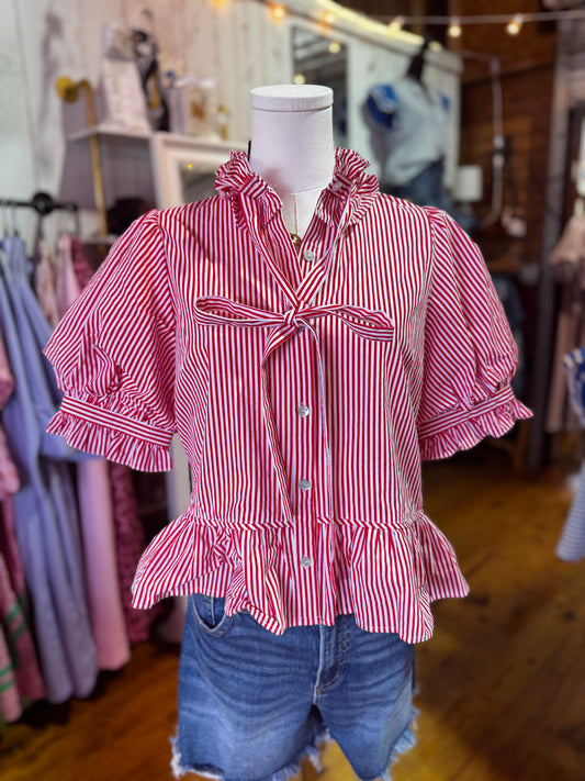 Patriotic Stripe Peplum Blouse