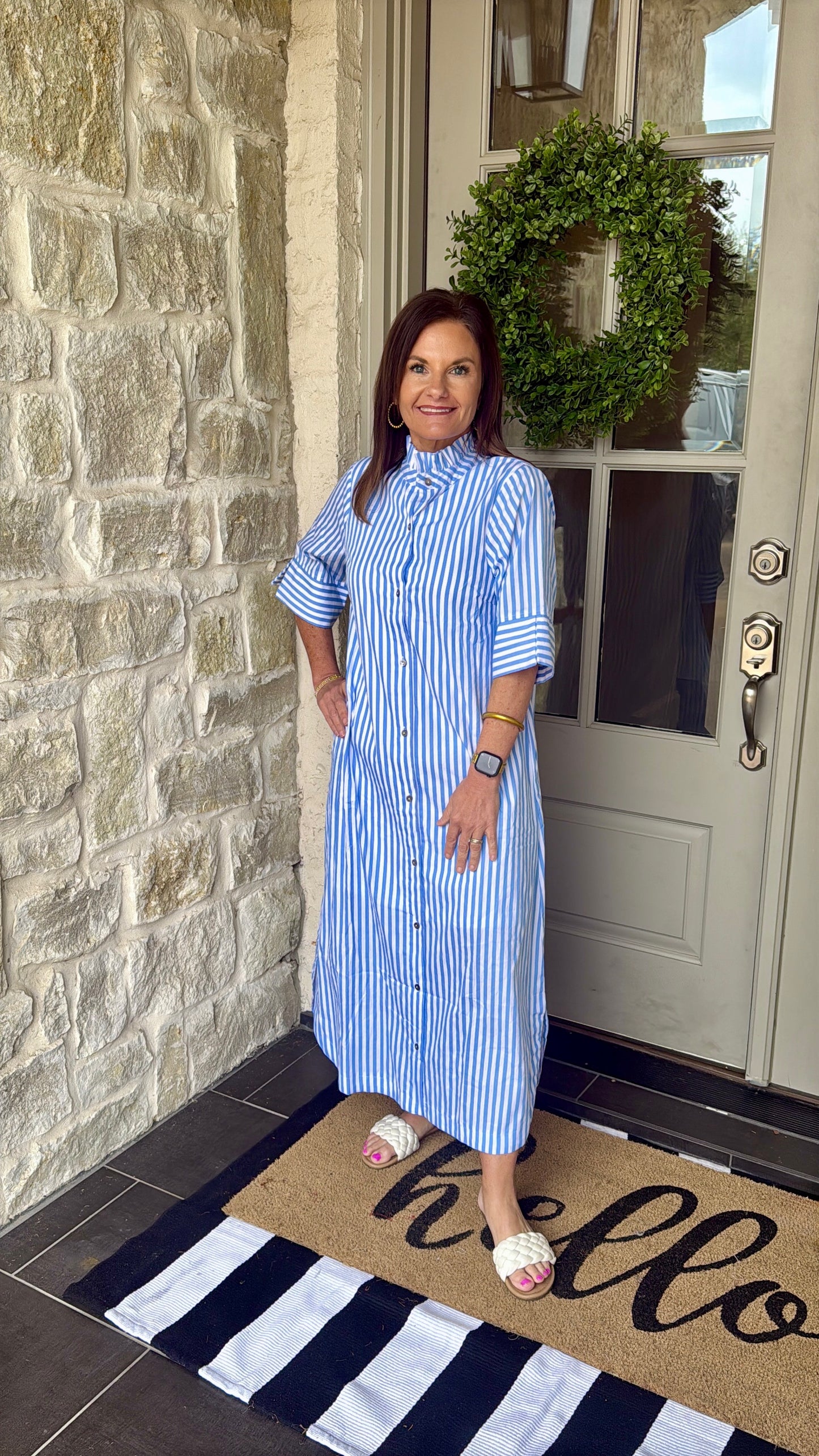 Blue button down