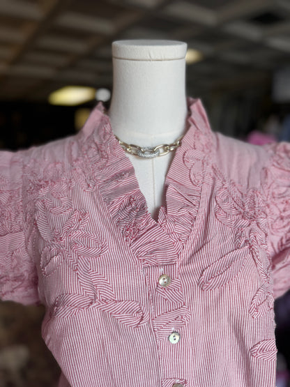 Pinstripe, red and white top