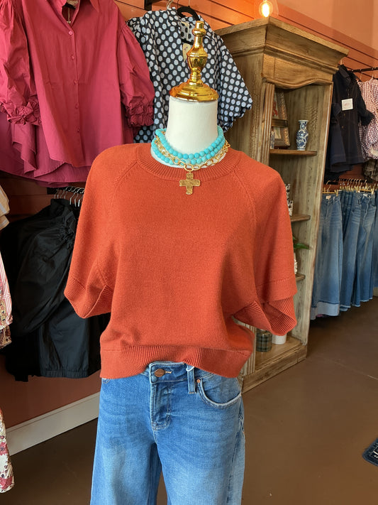 Rust Short Sleeve Sweater