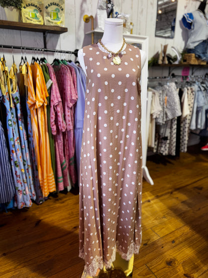 Blush Dot Lace Maxi Dress