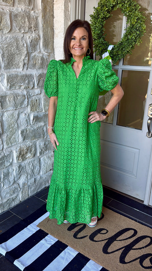 Green Eyelet Dress