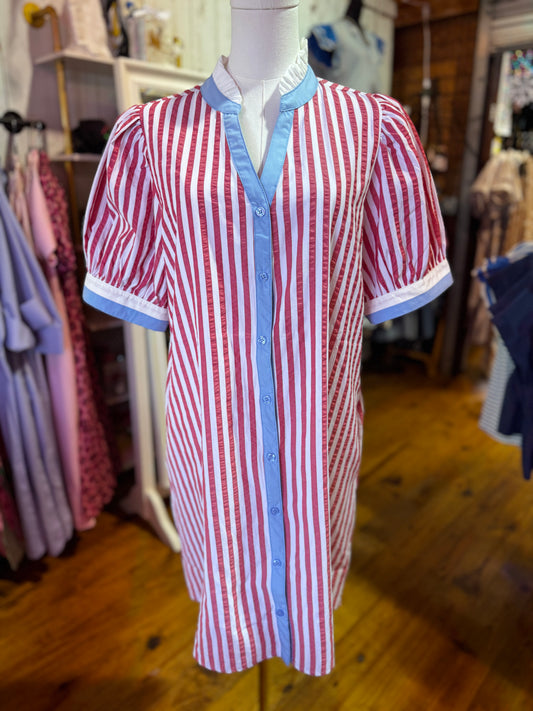 Patriotic Stripe Shirt Dress