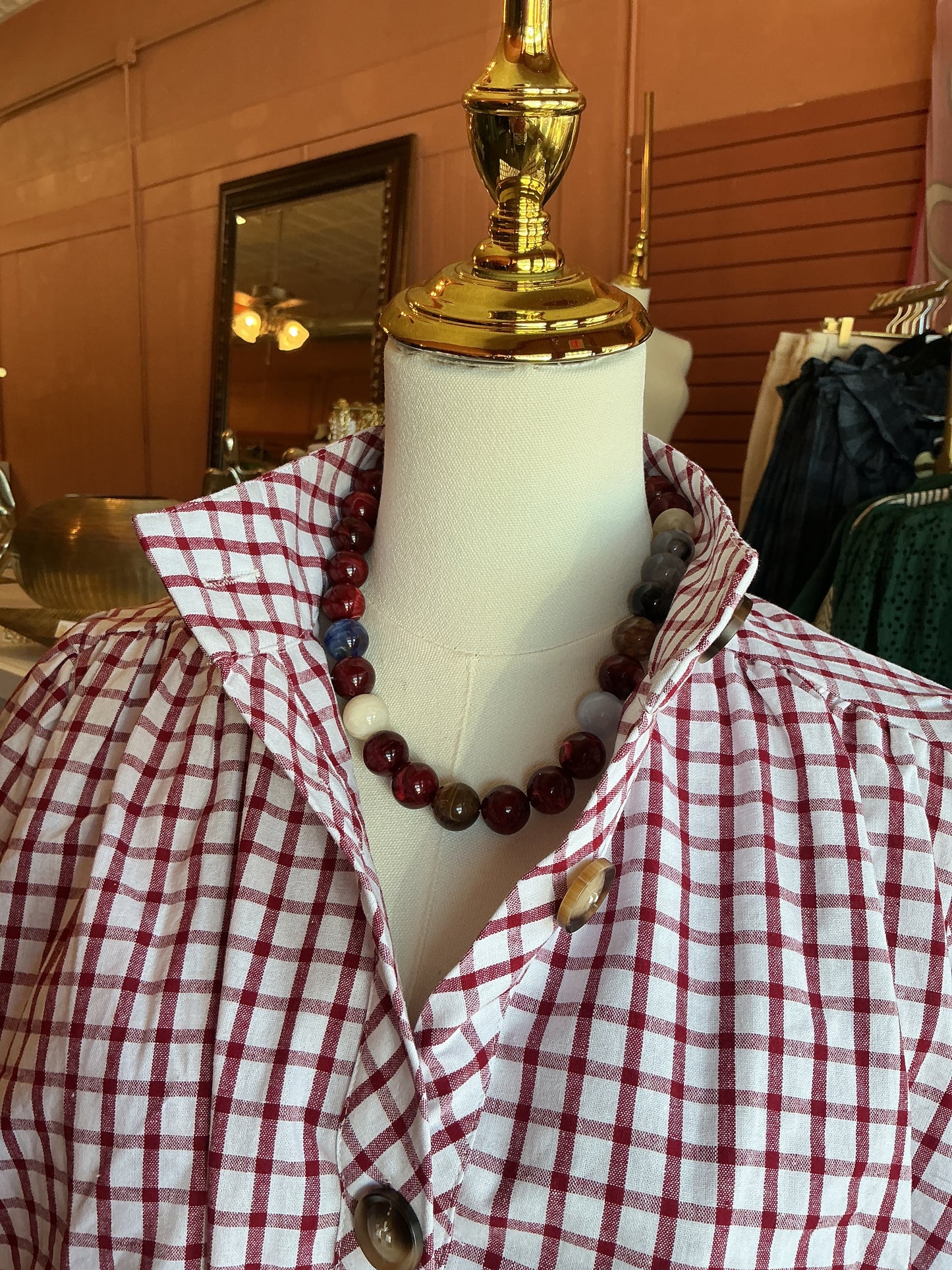 Burgundy Multi-Stone Beaded Necklace