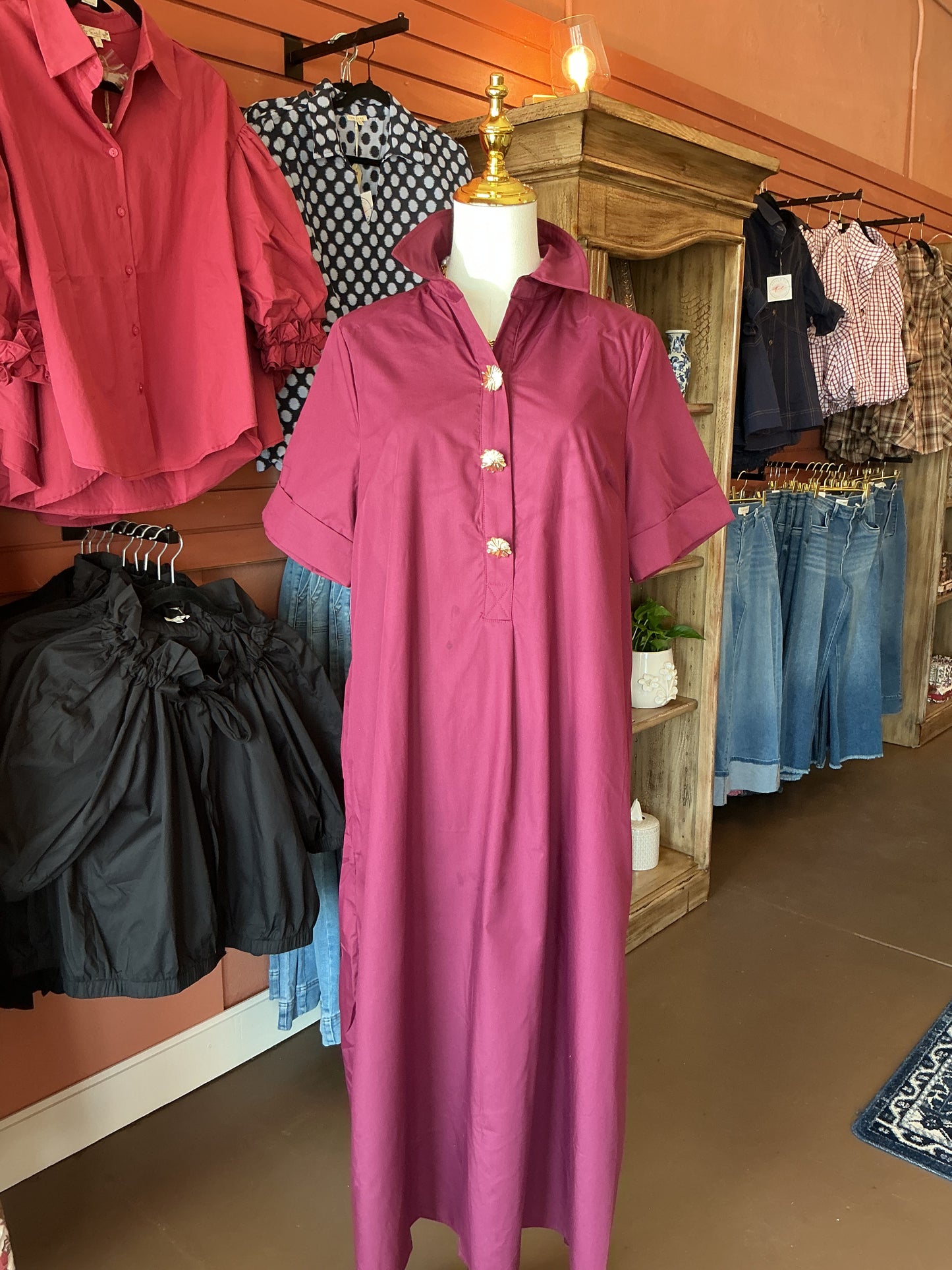 The Bordeaux Charm Midi Dress