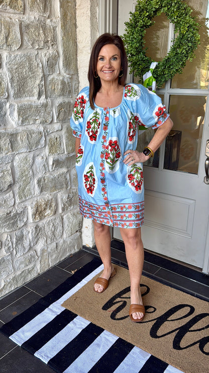 Boho Blossom Dress - light blue