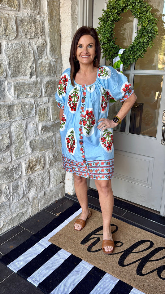 Boho Blossom Dress - light blue