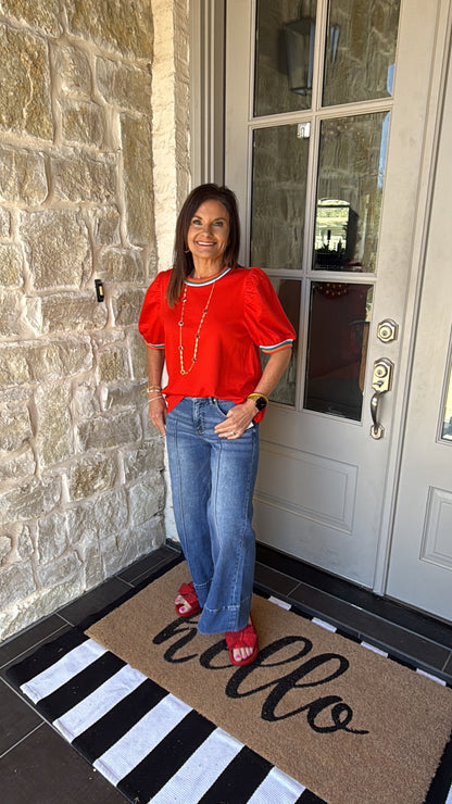 Piper Puffer Top - Red